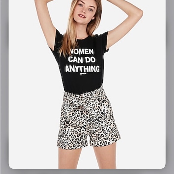 Express Pants - Leopard print paper bag shorts NWOT